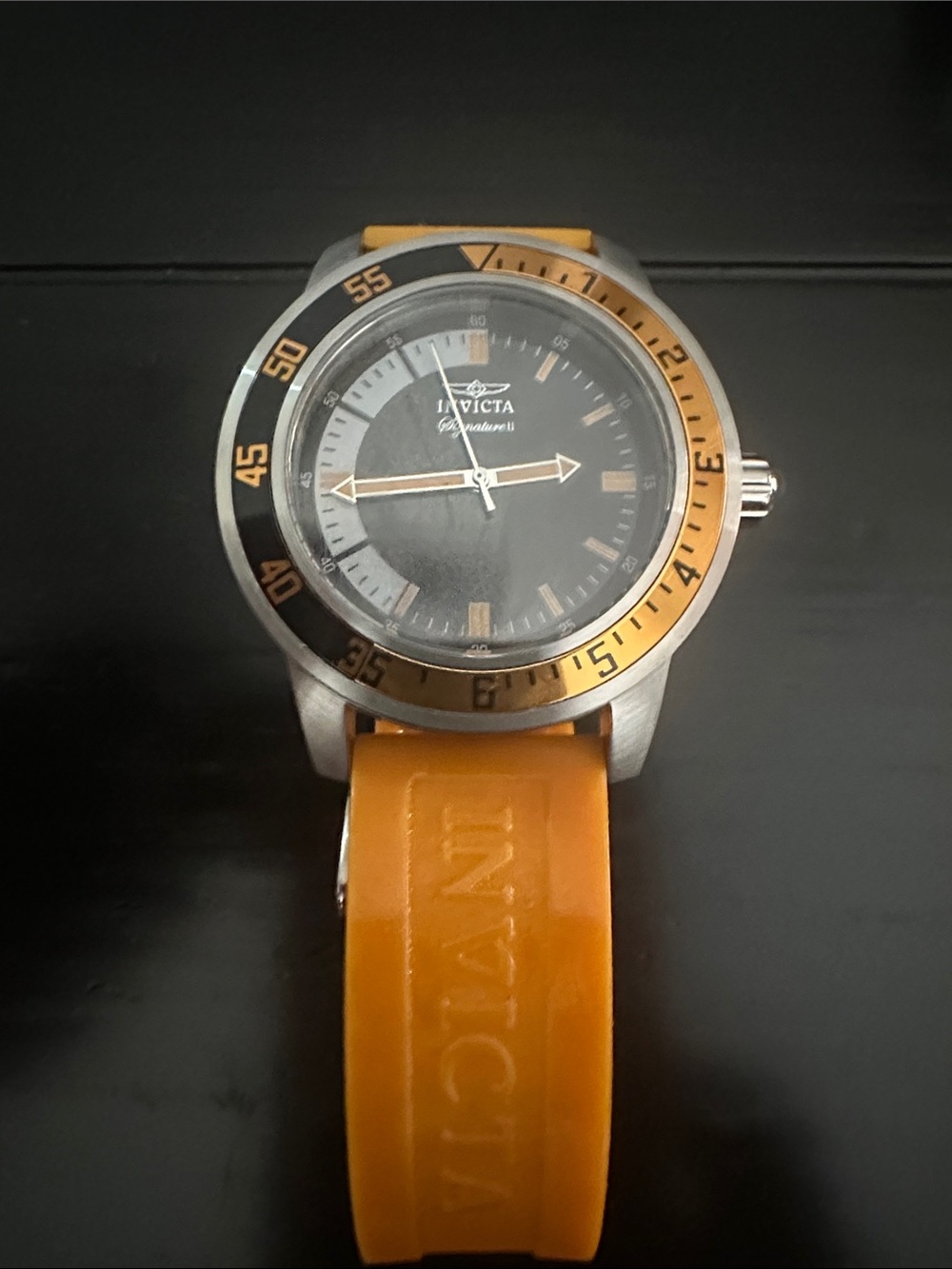 Invicta Men’s Black and Orange Sport Watch with Orange Silicone Strap